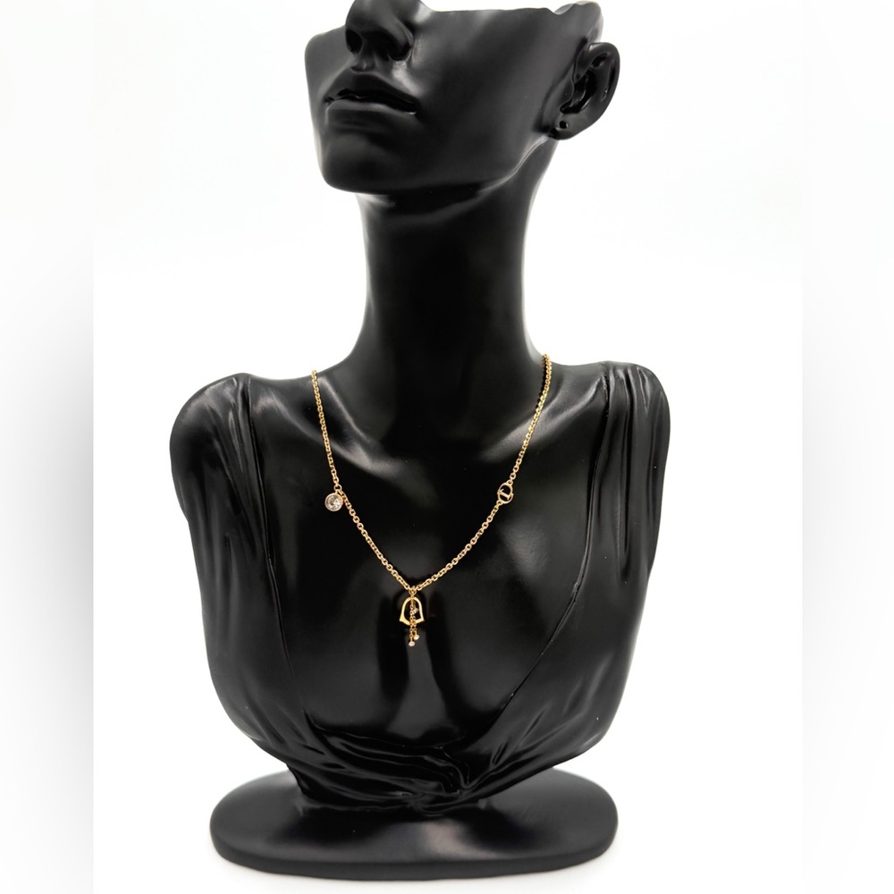 Christian Dior Gold Bead Drop Necklace